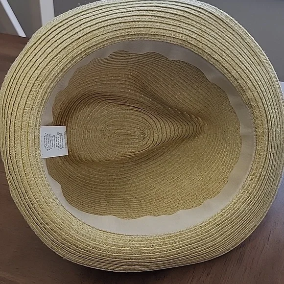 Straw Fedora Hat with Black Band - Picture 3 of 3